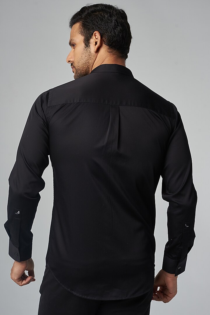 Black Cotton Party Wear Shirt by 28 Moons at Pernia's Pop Up Shop