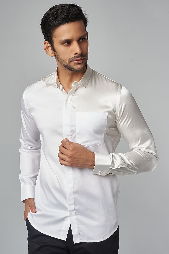 White Cotton & Silk Shirt by 28 Moons