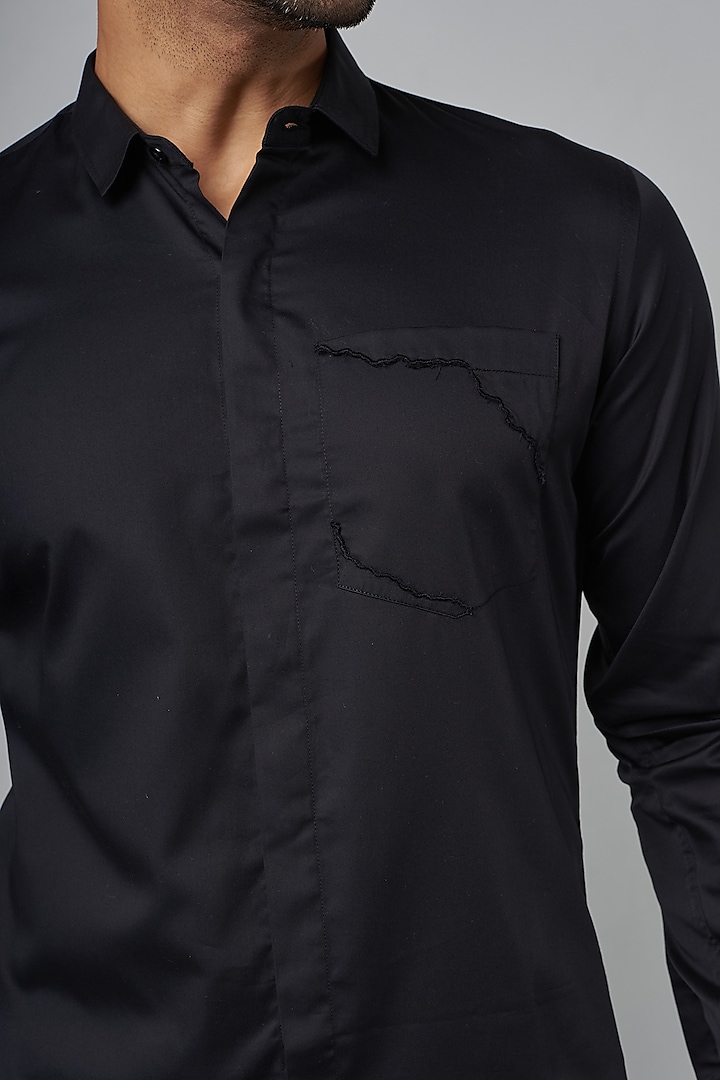 Blouse Black Cotton and Silk Poplin