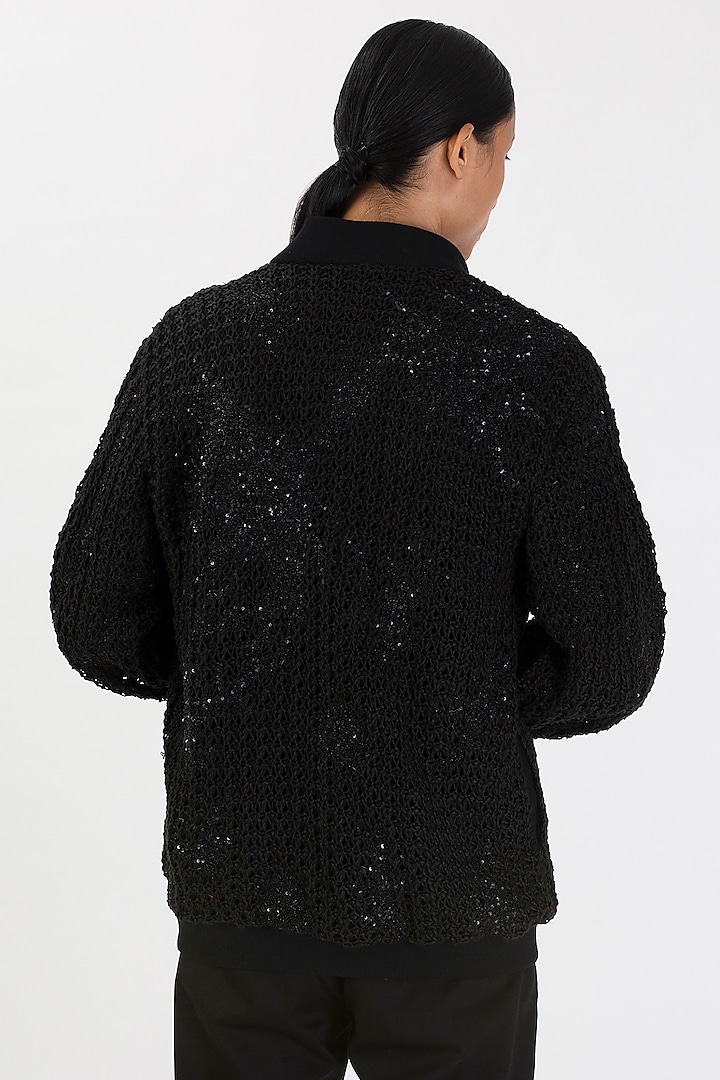 Black Linen Hand-Dyed Bomber Jacket by 28 Moons at Pernia's Pop Up Shop