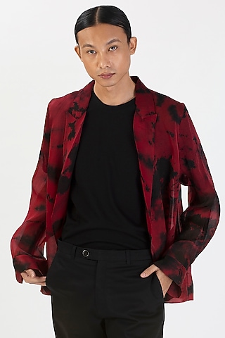 Red Silk Hand-Dyed Shacket by 28 Moons