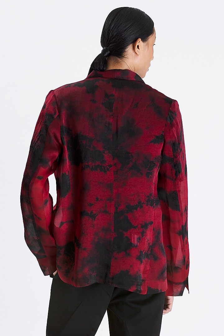 Red Silk Hand-Dyed Shacket by 28 Moons at Pernia's Pop Up Shop
