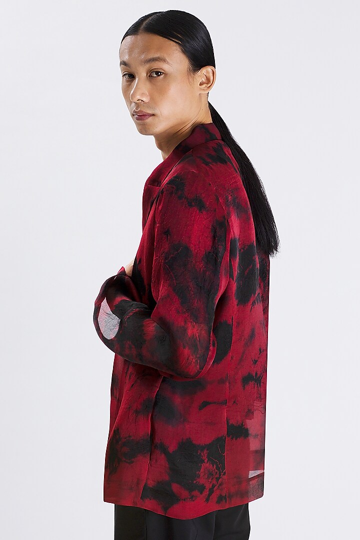 Red Silk Hand-Dyed Shacket by 28 Moons at Pernia's Pop Up Shop