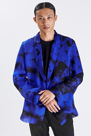 Blue Silk Hand-Dyed Shacket by 28 Moons