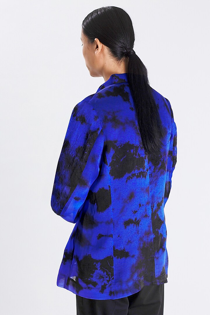 Blue Silk Hand-Dyed Shacket by 28 Moons at Pernia's Pop Up Shop