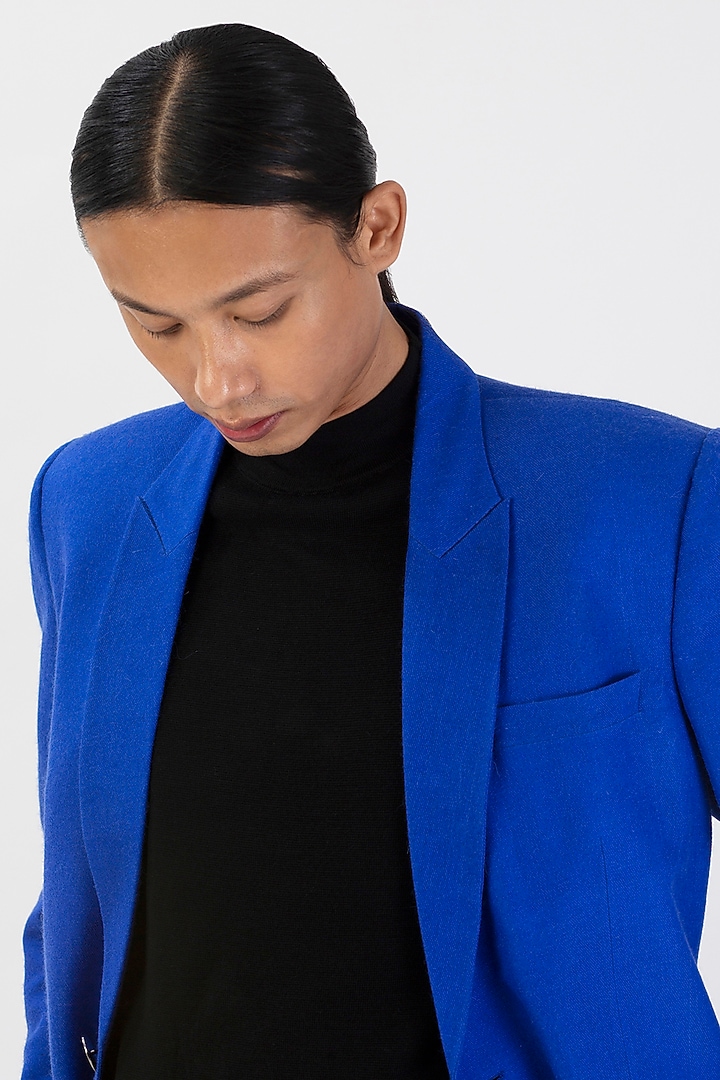 Blue Handmade Pashmina Jacket by 28 Moons at Pernia's Pop Up Shop