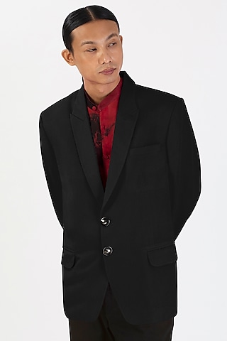 Black Handmade Pashmina Jacket by 28 Moons
