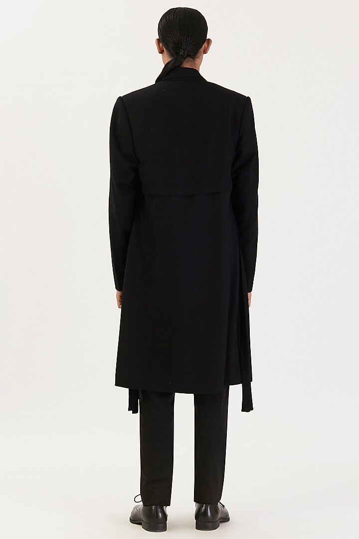 Black Pashmina Silk Trench Coat by 28 Moons at Pernia's Pop Up Shop