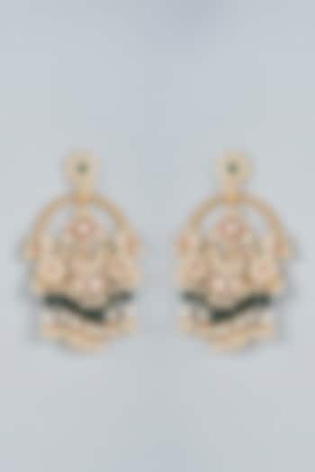 Gold Finish Multi-Colored Stone Chandabali Earrings by Mortantra
