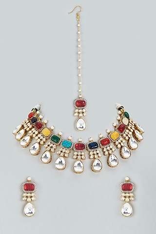 Studio6 Jewels Navratna Embellished Pendant Necklace