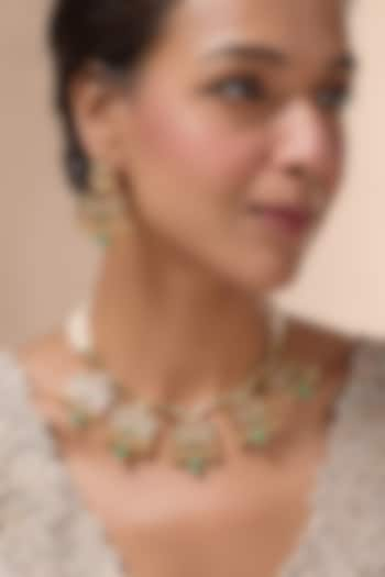 Gold Plated Kundan Polki & Jadau Necklace Set by Mortantra at Pernia's Pop Up Shop