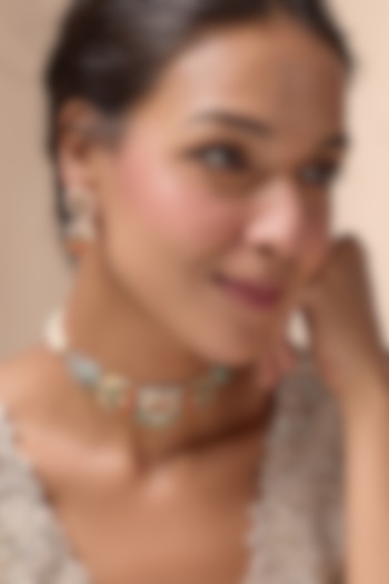 Gold Plated Semi-Precious Beaded & Pearl Choker Necklace Set by Mortantra at Pernia's Pop Up Shop