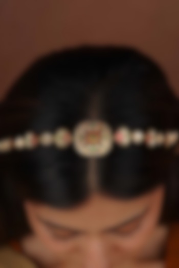 Gold Plated Uncut Polki & Beaded Jadau Mathapatti by Mortantra at Pernia's Pop Up Shop