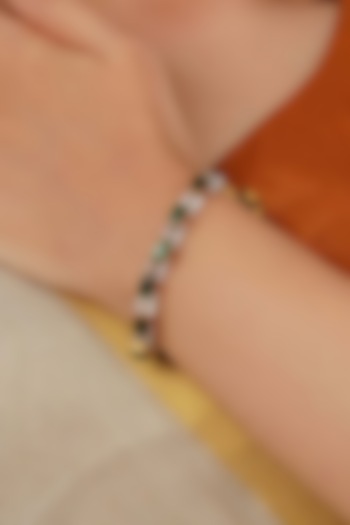 Gold Plated Uncut Polki & Beaded Jadau Bracelet by Mortantra at Pernia's Pop Up Shop