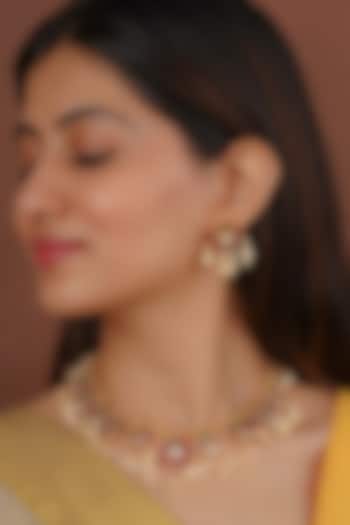 Gold Finish Jadau Kundan Polki Necklace Set by Mortantra at Pernia's Pop Up Shop