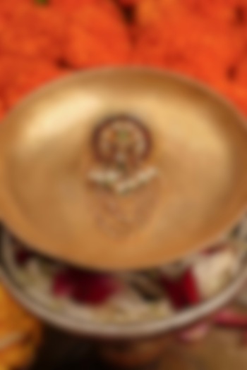 Gold Plated Uncut Polki & Beaded Jadau Ring by Mortantra at Pernia's Pop Up Shop