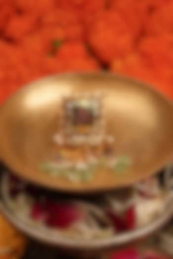 Gold Plated Uncut Polki & Beaded Jadau Ring by Mortantra at Pernia's Pop Up Shop