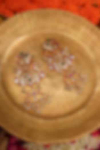 Gold Plated Uncut Polki & Beaded Jadau Dangler Earrings by Mortantra at Pernia's Pop Up Shop