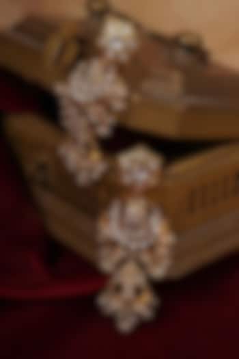 Gold Plated Uncut Polki & Beaded Jadau Dangler Earrings by Mortantra at Pernia's Pop Up Shop