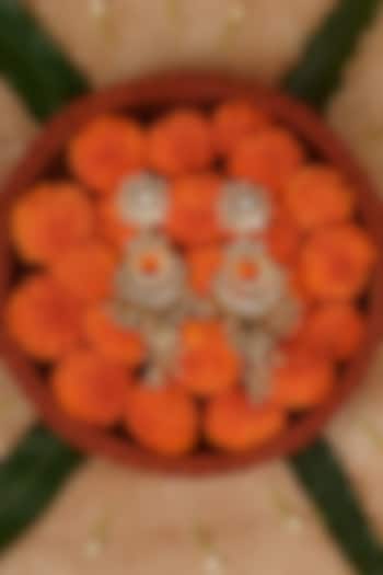 Gold Plated Uncut Polki & Beaded Jadau Dangler Earrings by Mortantra at Pernia's Pop Up Shop