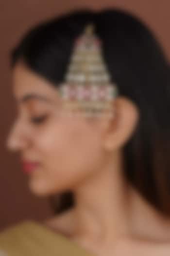 Gold Plated Uncut Polki & Beaded Jadau Passa by Mortantra at Pernia's Pop Up Shop