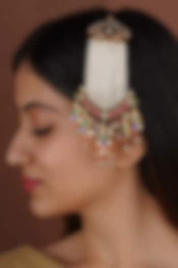 Gold Plated Uncut Polki & Beaded Jadau Passa by Mortantra at Pernia's Pop Up Shop