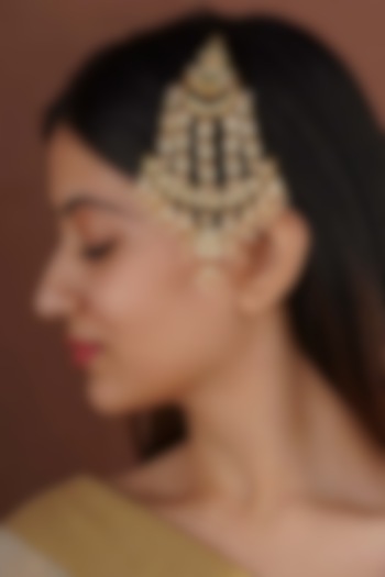 Gold Plated Uncut Polki & Beaded Jadau Passa by Mortantra at Pernia's Pop Up Shop