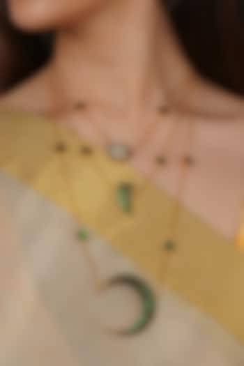 Gold Plated Uncut Polki & Beaded Jadau Layered Necklace by Mortantra at Pernia's Pop Up Shop