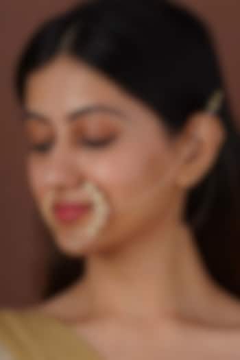 Gold Plated Uncut Polki & Beaded Jadau Nose Ring by Mortantra at Pernia's Pop Up Shop