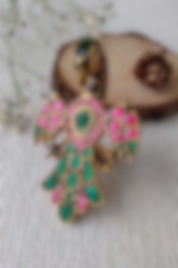 Gold Plated Uncut Polki & Beaded Jadau Ring by Mortantra at Pernia's Pop Up Shop