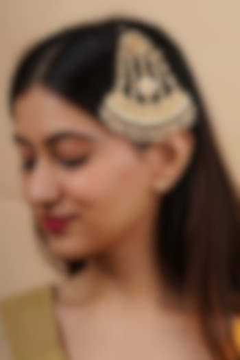 Gold Plated Uncut Polki & Beaded Jadau Passa by Mortantra at Pernia's Pop Up Shop