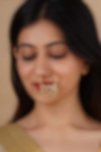 Gold Plated Uncut Polki & Beaded Jadau Nose Ring by Mortantra at Pernia's Pop Up Shop