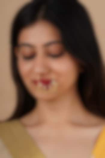 Gold Plated Uncut Polki & Beaded Jadau Nose Ring by Mortantra at Pernia's Pop Up Shop