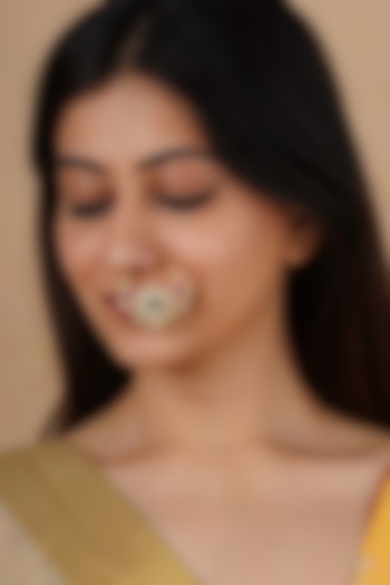 Gold Plated Uncut Polki & Beaded Jadau Nose Ring by Mortantra at Pernia's Pop Up Shop