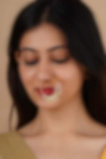 Gold Plated Uncut Polki & Beaded Jadau Nose Ring by Mortantra at Pernia's Pop Up Shop