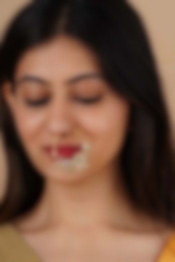Gold Plated Uncut Polki & Beaded Jadau Nose Ring by Mortantra at Pernia's Pop Up Shop