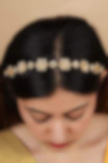 Gold Plated Uncut Polki & Beaded Jadau Mathapatti by Mortantra at Pernia's Pop Up Shop