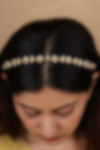 Gold Plated Uncut Polki & Beaded Jadau Mathapatti by Mortantra at Pernia's Pop Up Shop