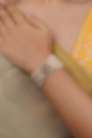 Gold Plated Uncut Polki & Beaded Jadau Bracelet by Mortantra at Pernia's Pop Up Shop