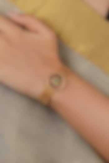 Gold Plated Uncut Polki & Beaded Jadau Bracelet by Mortantra at Pernia's Pop Up Shop