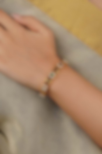 Gold Plated Uncut Polki & Beaded Jadau Bracelet by Mortantra at Pernia's Pop Up Shop