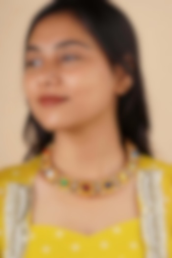 Gold Finish Jadau Kundan Polki Choker Necklace by Mortantra at Pernia's Pop Up Shop