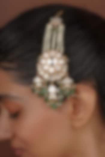 Gold Plated Uncut Polki & Beaded Jadau Passa by Mortantra at Pernia's Pop Up Shop