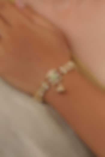 Gold Plated Uncut Polki & Beaded Jadau Bracelet by Mortantra at Pernia's Pop Up Shop