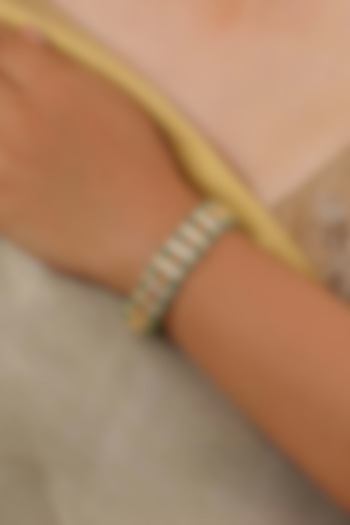 Gold Plated Uncut Polki & Beaded Jadau Bracelet by Mortantra at Pernia's Pop Up Shop