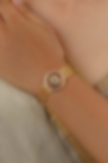 Gold Plated Uncut Polki & Beaded Jadau Bracelet by Mortantra at Pernia's Pop Up Shop