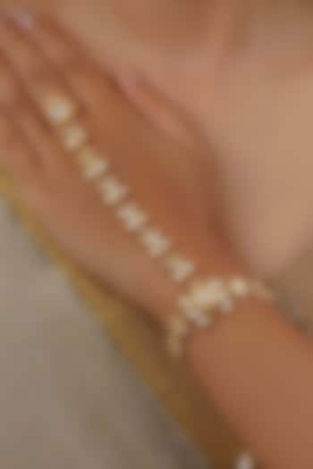 Gold Plated Uncut Polki & Beaded Jadau Haathphool by Mortantra at Pernia's Pop Up Shop