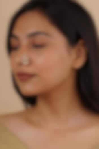 Gold Plated Uncut Polki & Beaded Jadau Nose Ring by Mortantra at Pernia's Pop Up Shop