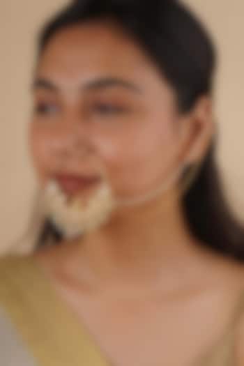 Gold Plated Uncut Polki & Beaded Jadau Nose Ring by Mortantra at Pernia's Pop Up Shop