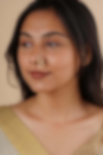 Gold Plated Uncut Polki & Beaded Jadau Nose Ring by Mortantra at Pernia's Pop Up Shop